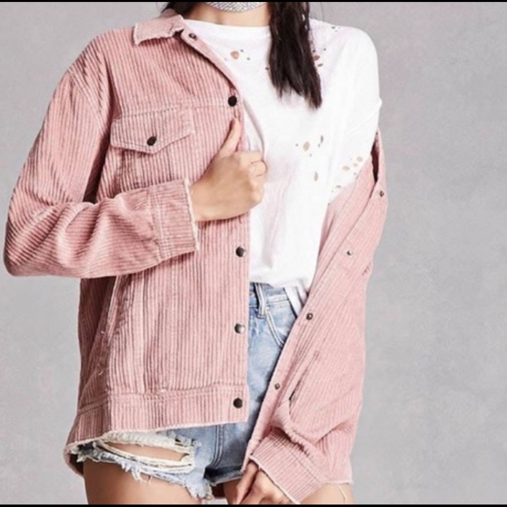 Forever 21 Pink Corduroy Trucker Jacket